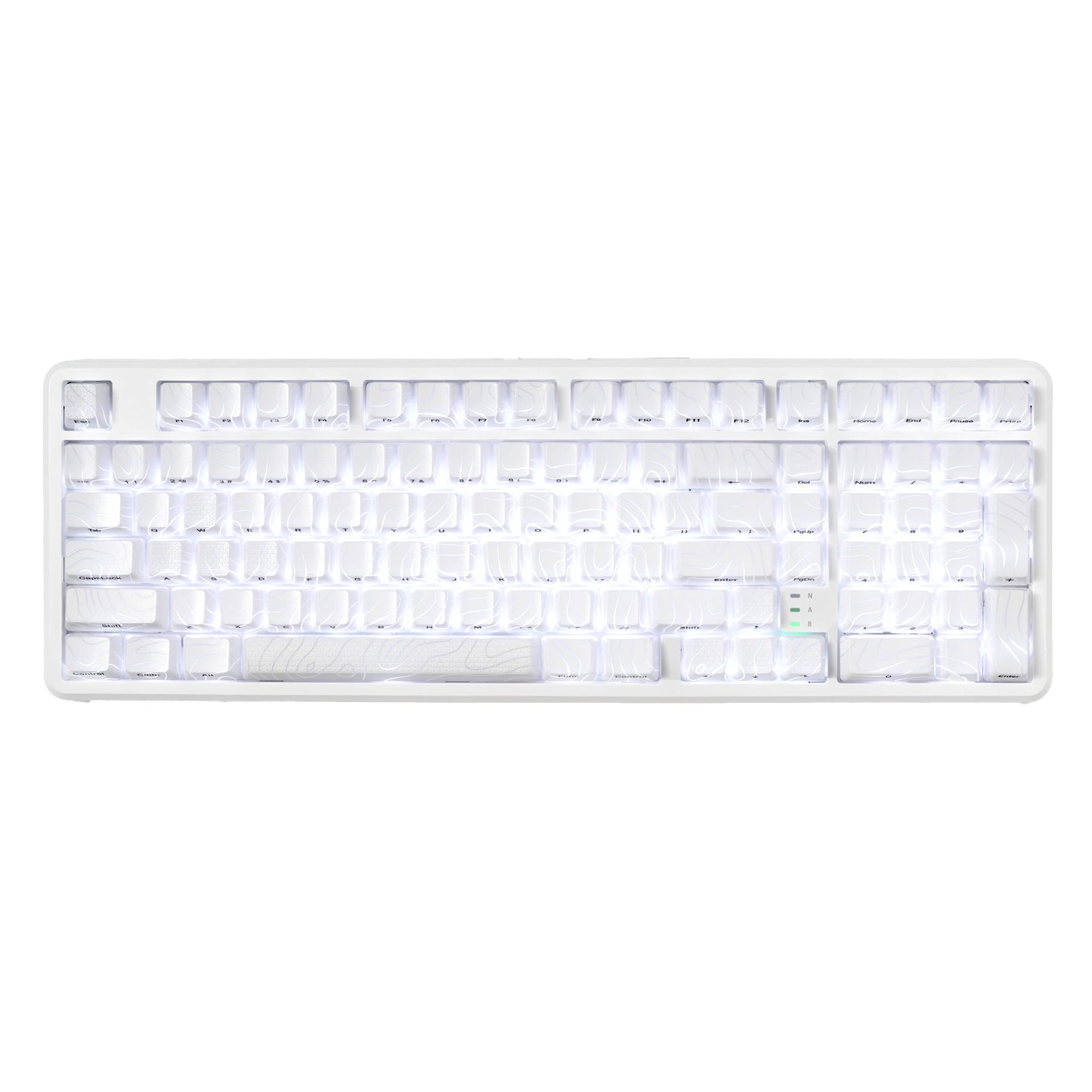 White wireless RGB 96% mechanical keyboard with bright side-lit keycaps