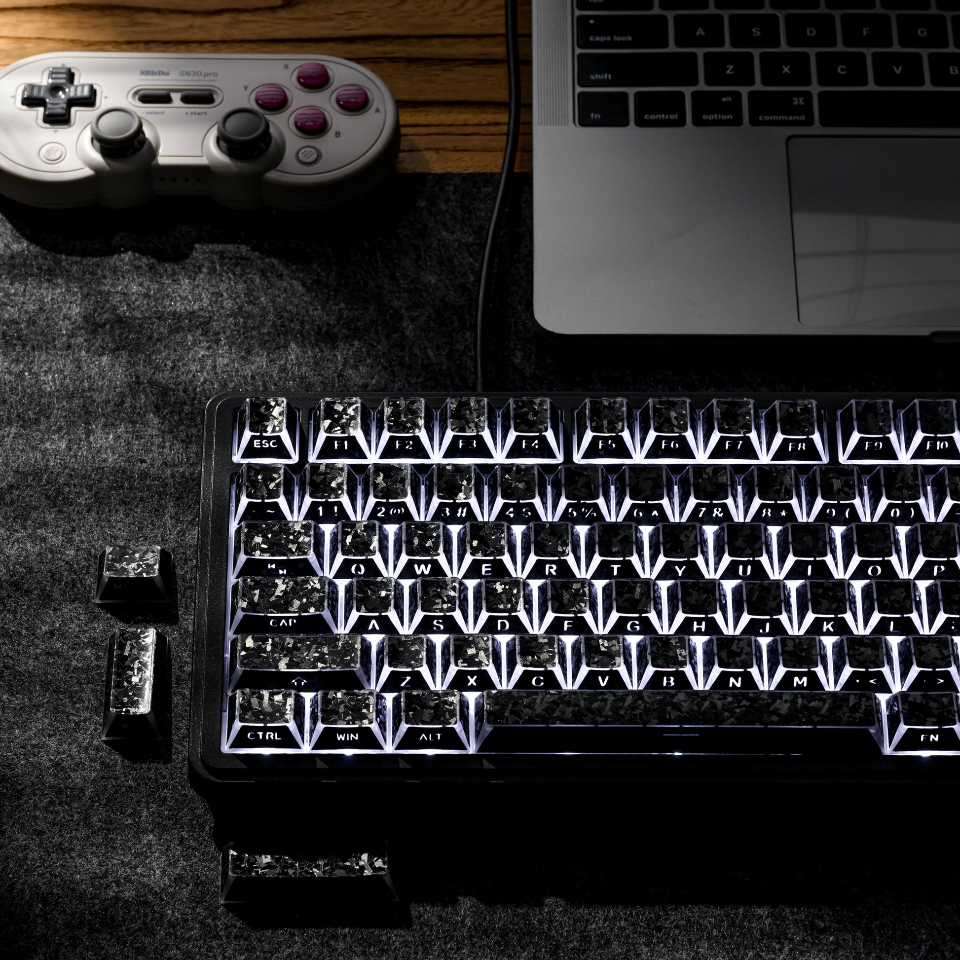 136-key PBT keycap set, black cherry profile with prism shine-through legends