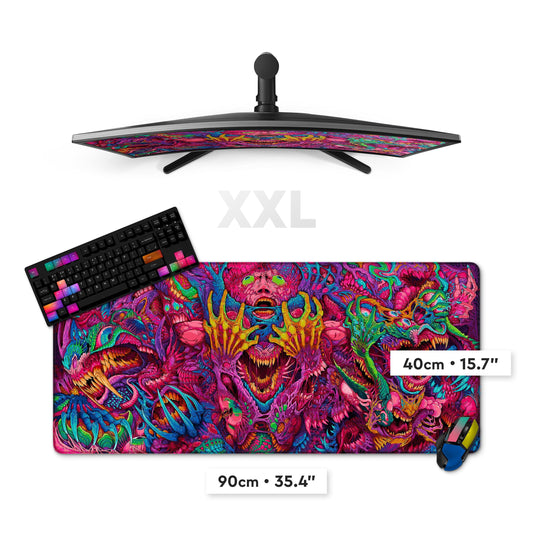 XXL gaming mouse pad with colorful fantasy artwork, 35.4 x 15.7 in.