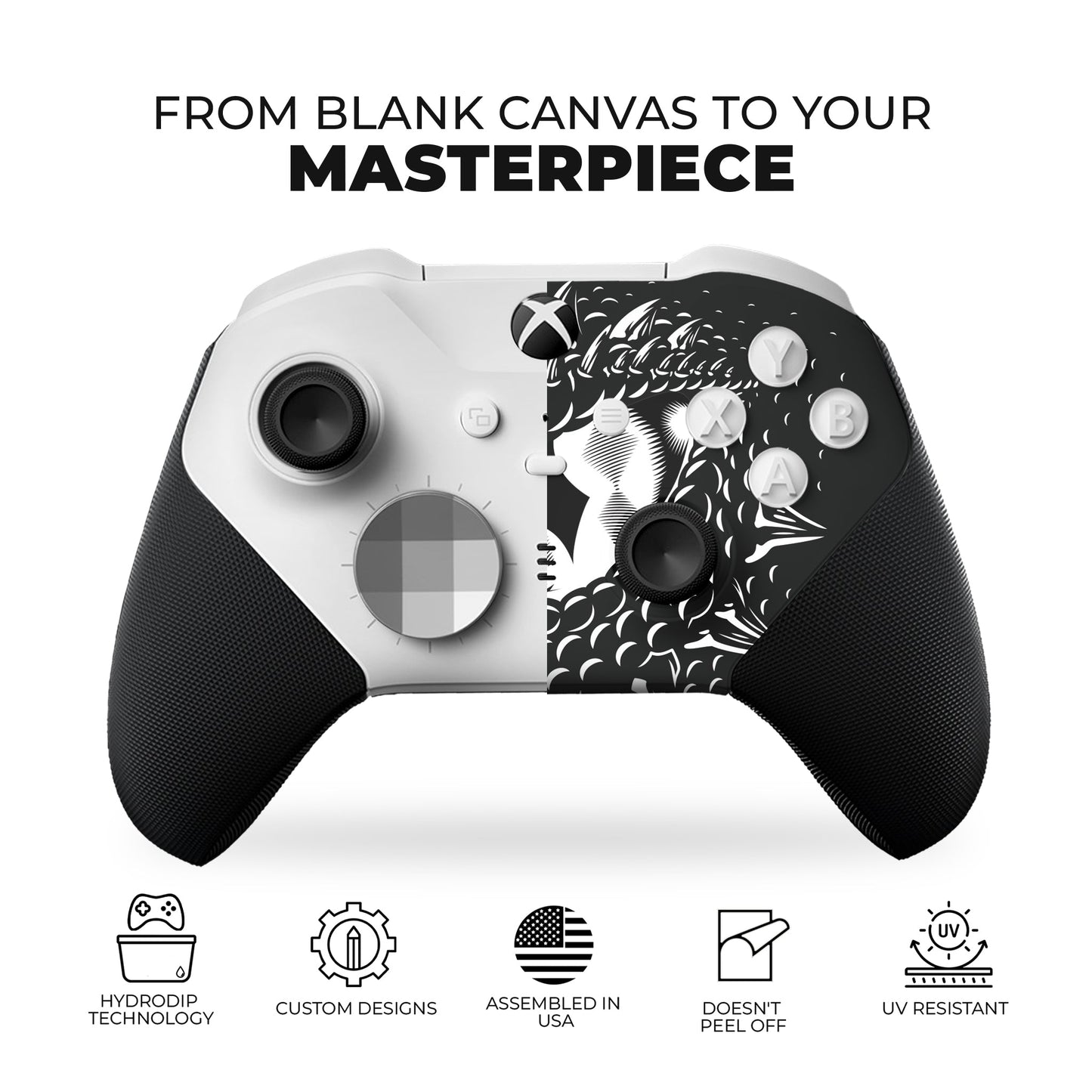 Xbox Elite Series 2 Core controller skin with Smaug dragon eye hydro-dip top view