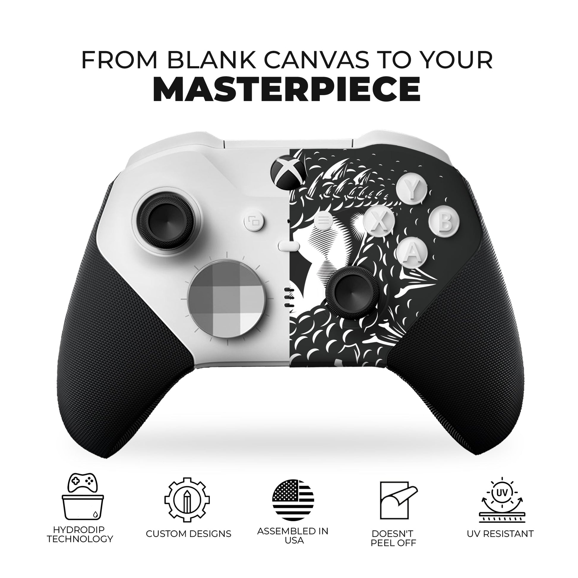 Xbox Elite Series 2 Core controller skin with Smaug dragon eye hydro-dip top view