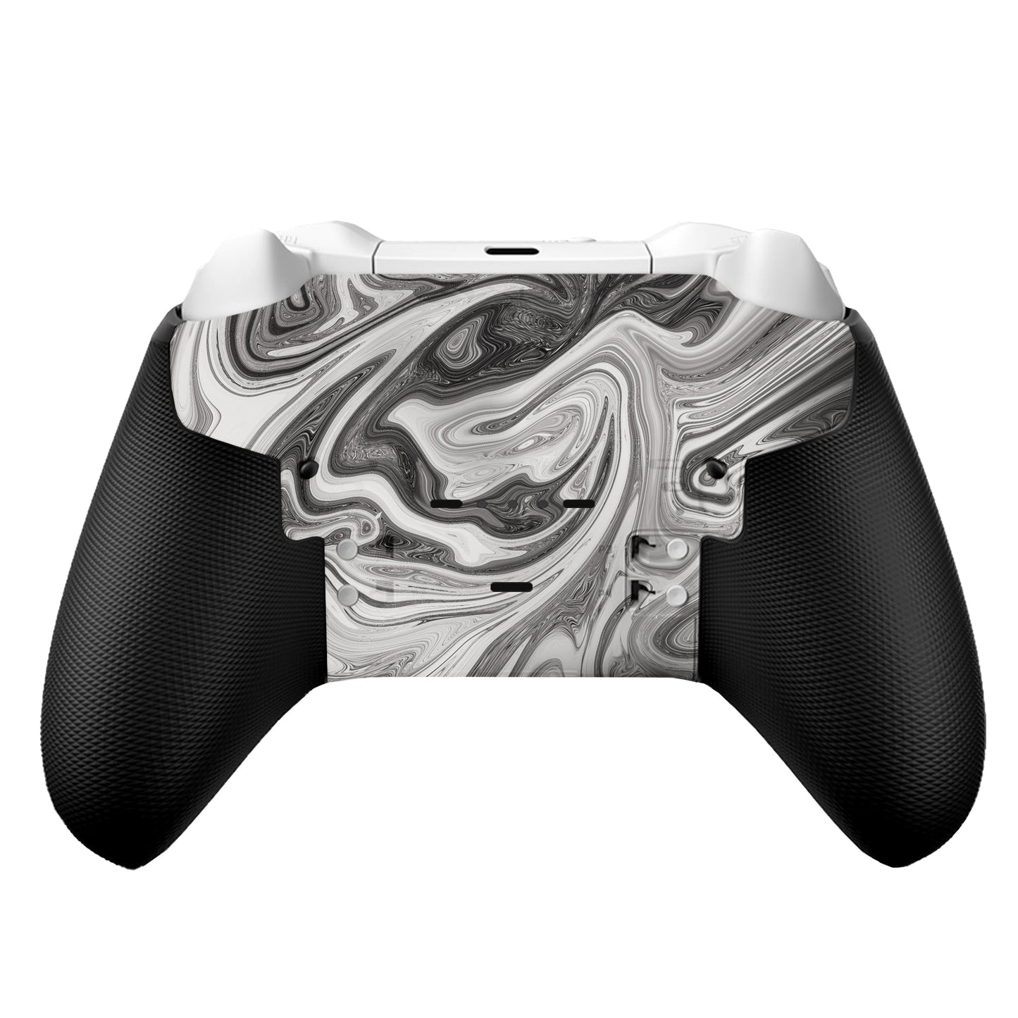 Xbox controller with gray marble back and black textured grips