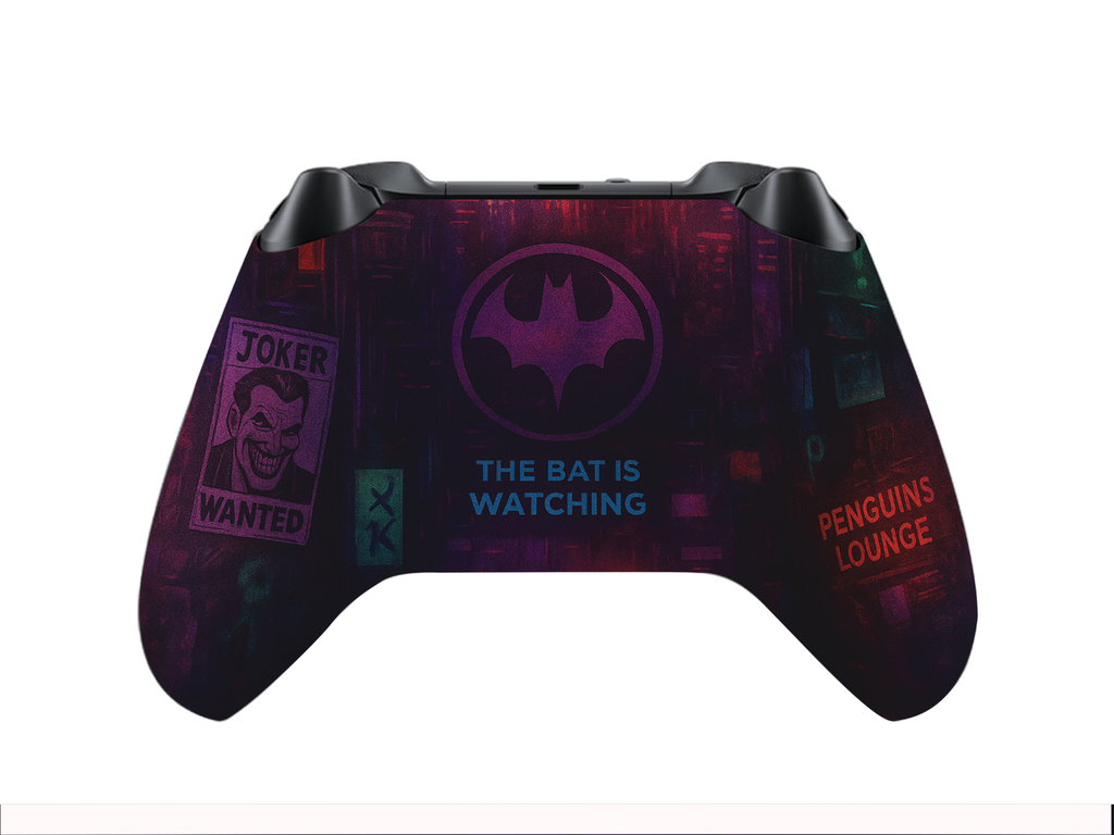 Xbox Series X/S controller back with Batman logo and 'THE BAT IS WATCHING' text