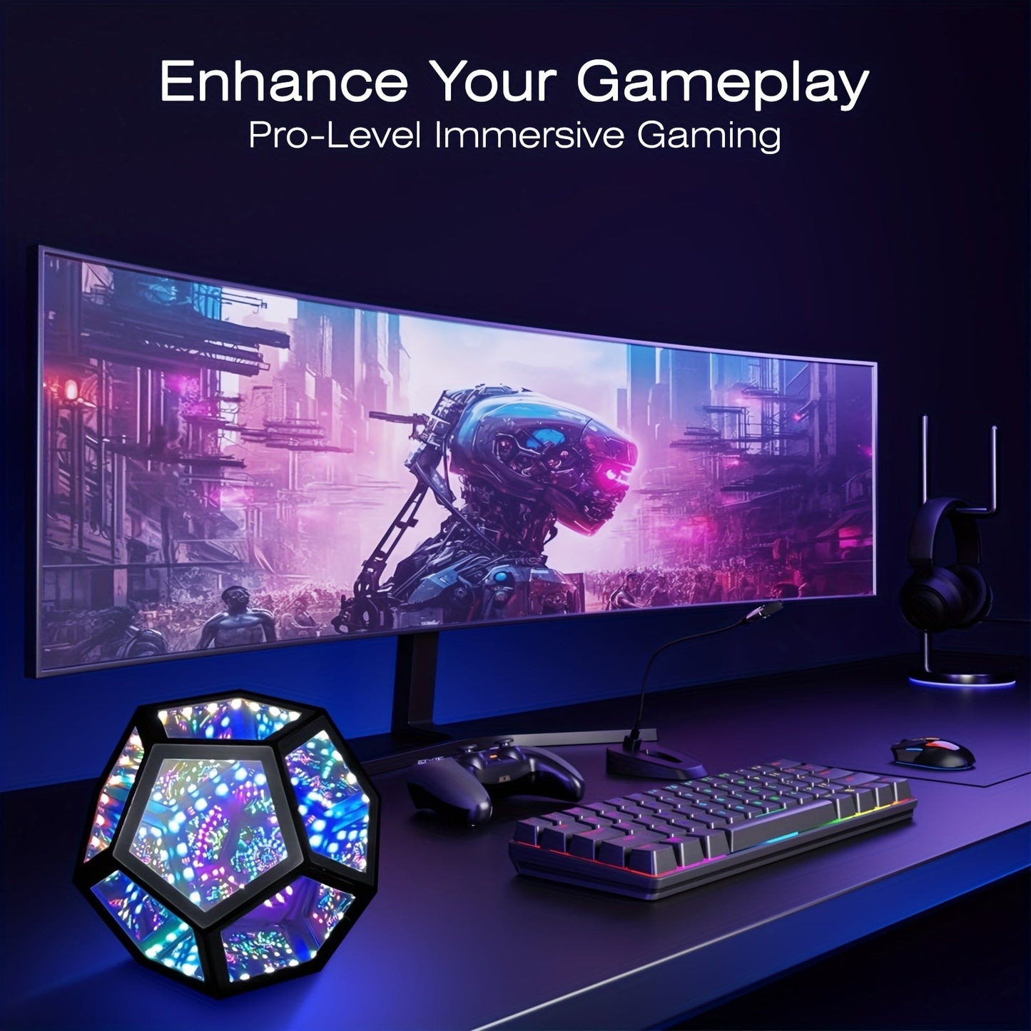 Infinity Mirror RGB Dodecahedron Lamp