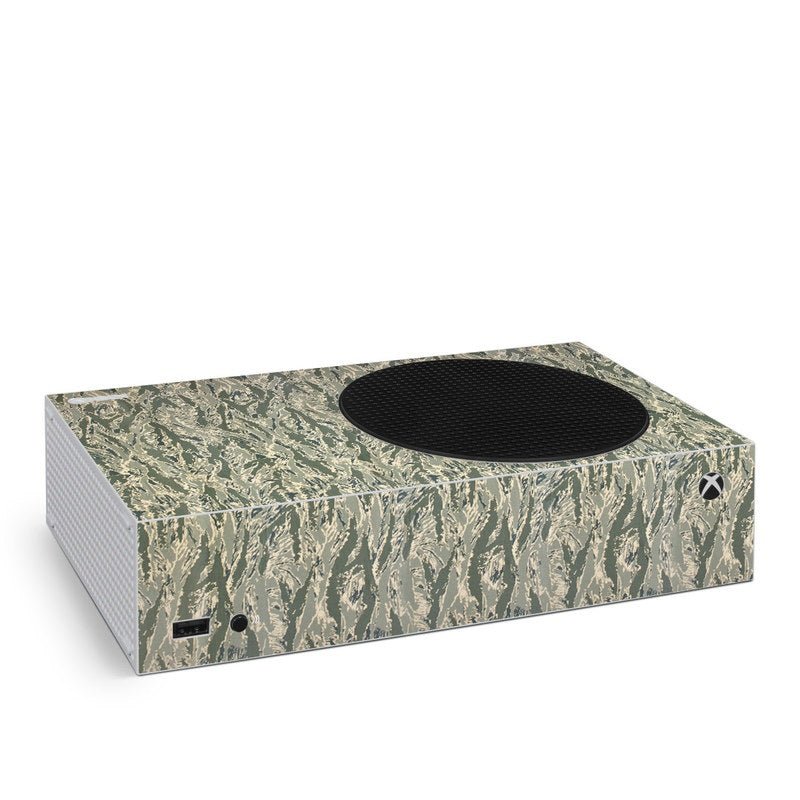 Xbox Series S camo console skin with black vent cutout and camo pattern