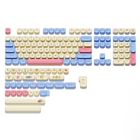 MOA profile keycap set with pastel cream, blue, and pink dye-sub keys