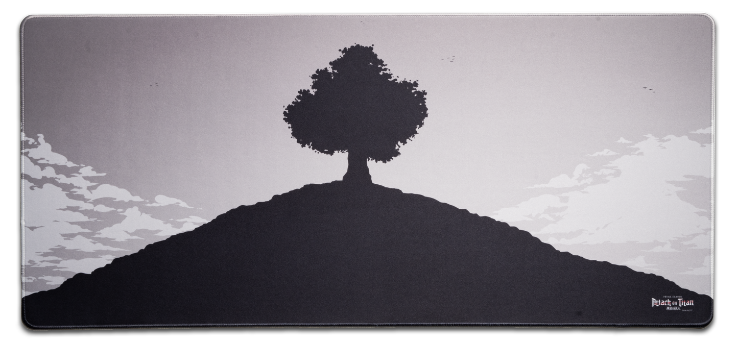 Attack on Titan Tree of Life desk mat with dark tree silhouette landscape print