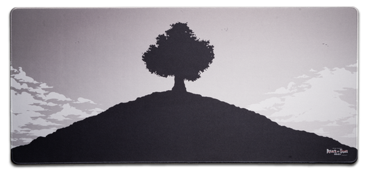 Attack on Titan Tree of Life desk mat with dark tree silhouette landscape print