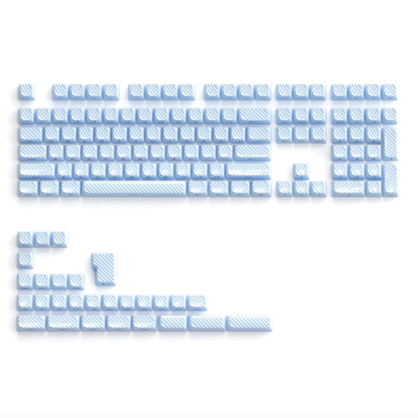 Blue side-printed 136-key OEM profile PC keycap set with sculpted key legends