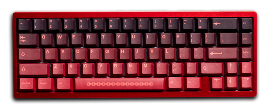 Red PBT keycaps keyboard set with chained pattern on the spacebar
