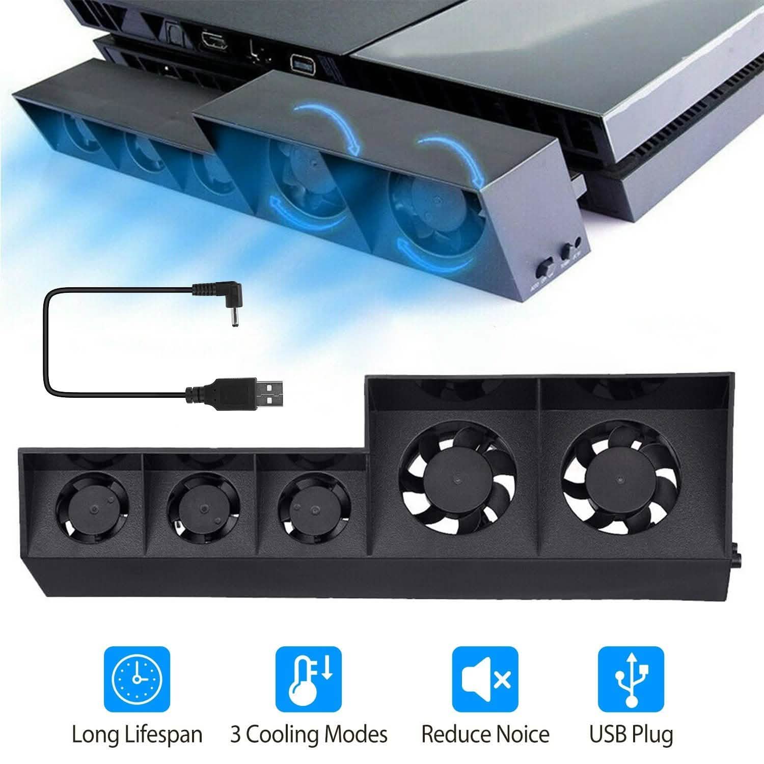 Black console cooling fan bar with visible fans and airflow-through vent openings