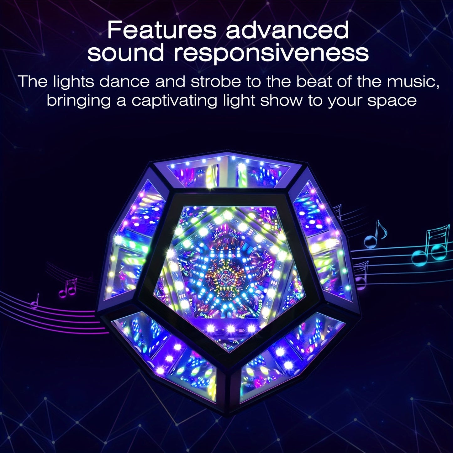 Infinity Mirror RGB Dodecahedron Lamp