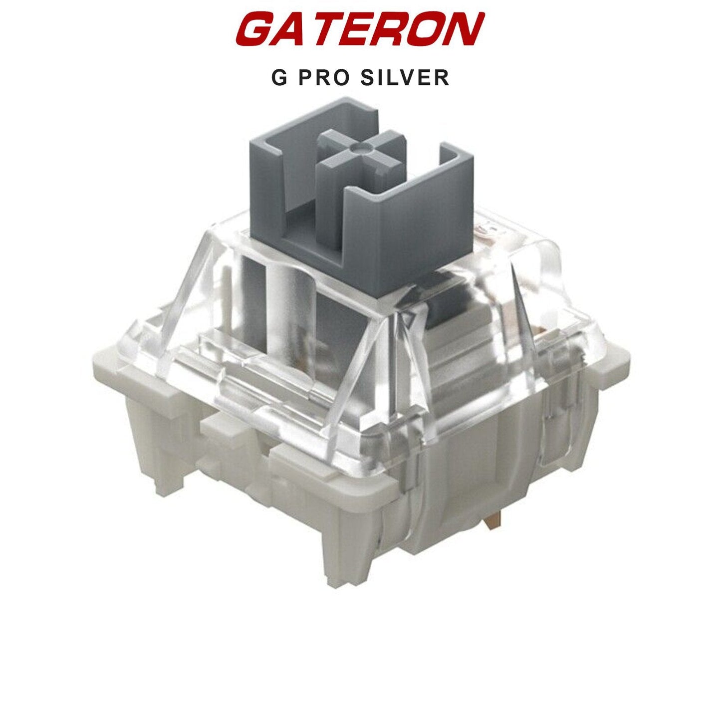 Mechanical keyboard switch with clear housing and silver stem