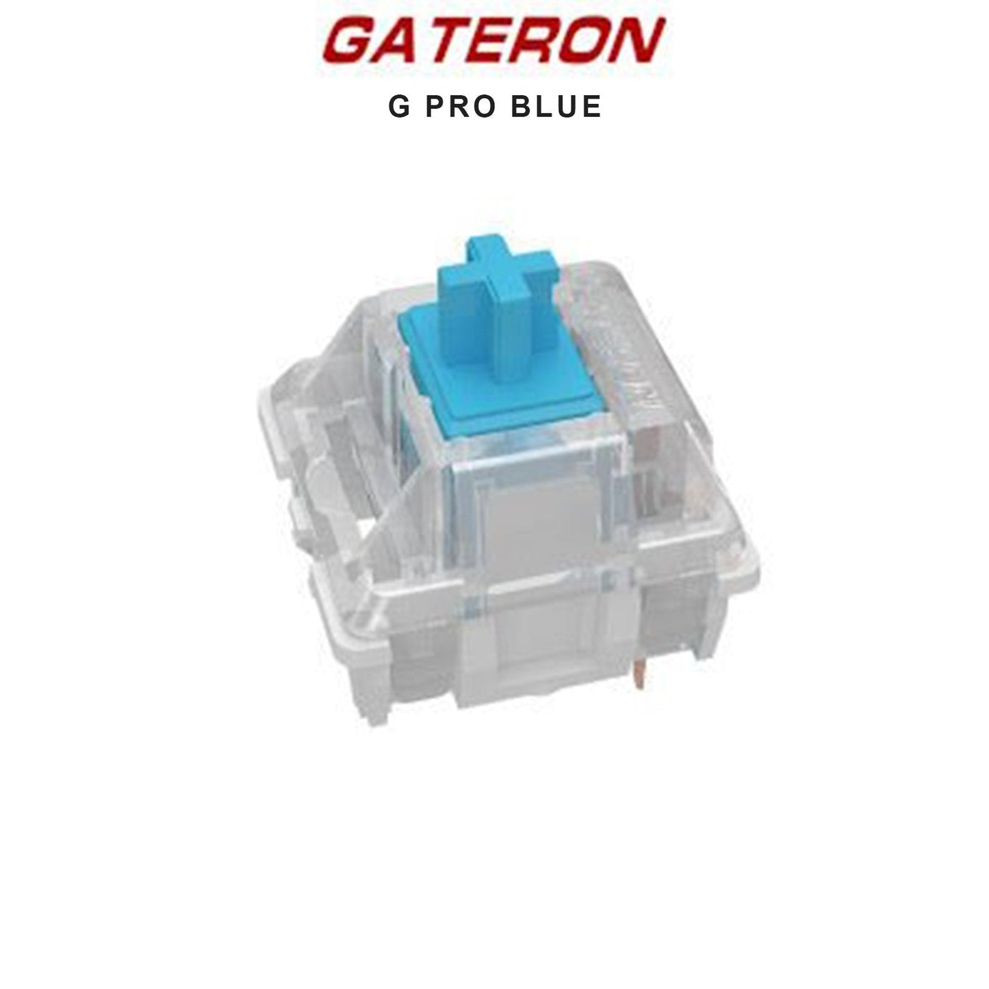 Gateron G Pro Blue mechanical switch in clear housing, blue stem