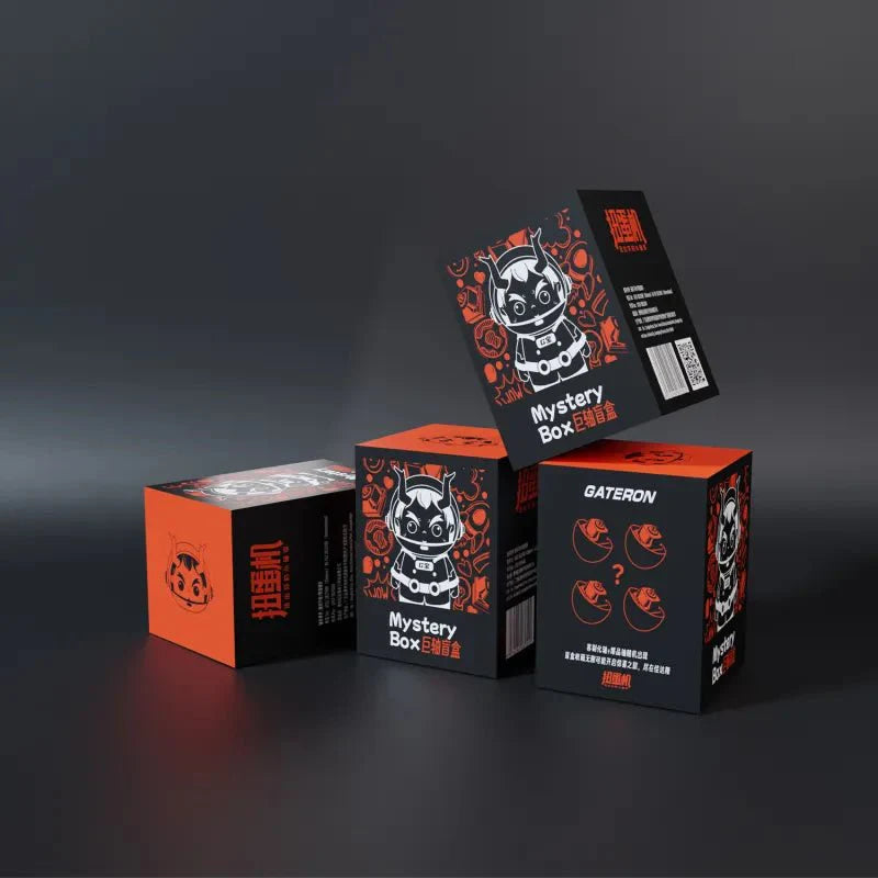 Set of Gateron mystery box packages with red and orange printed design