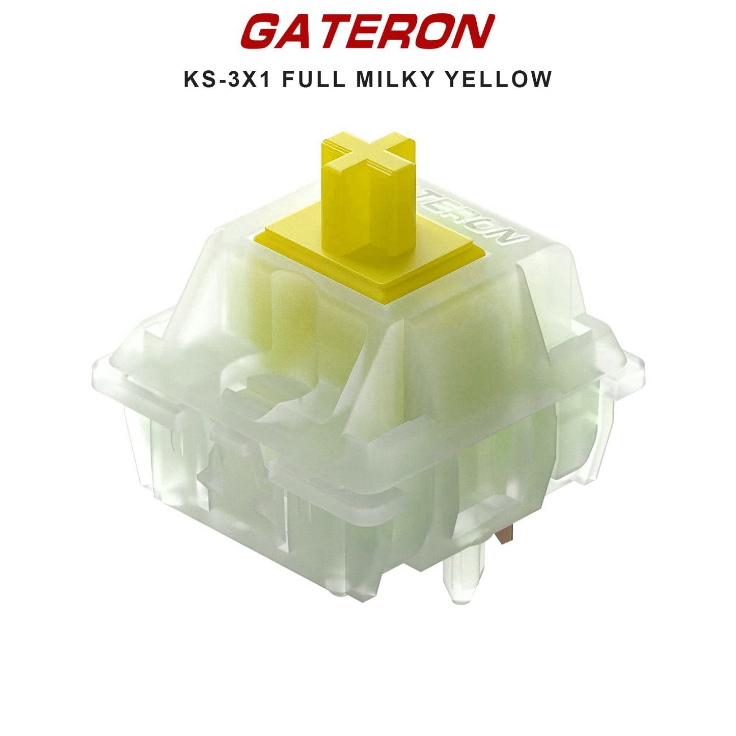 Mechanical keyboard switch with milky yellow stem and clear plastic housing