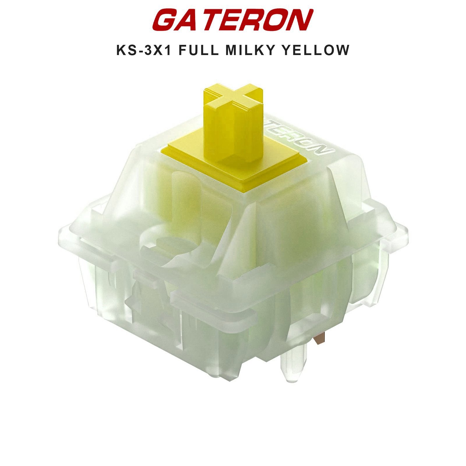 Mechanical keyboard switch with milky yellow stem and clear plastic housing