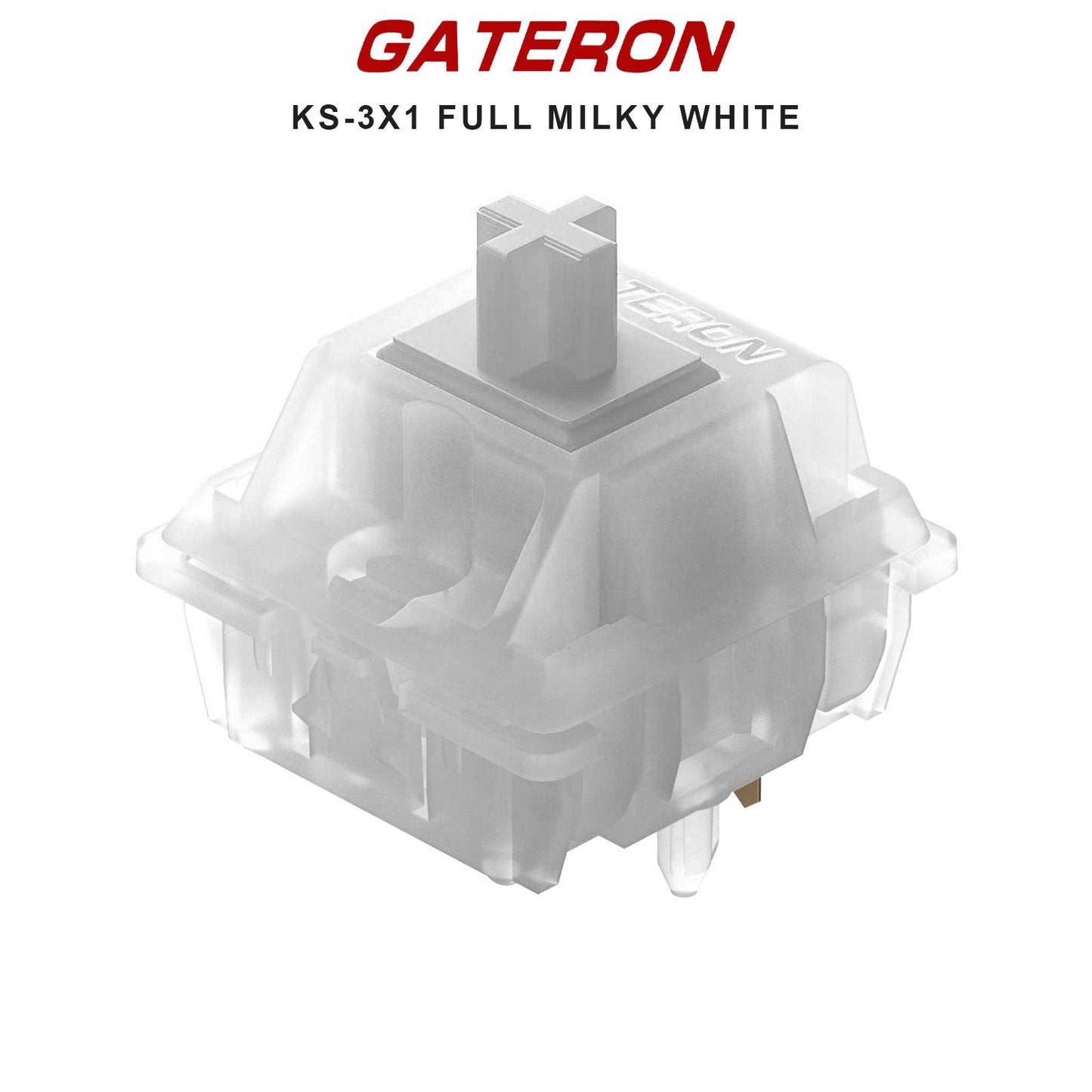 Milky white mechanical keyboard switch with translucent housing and white stem