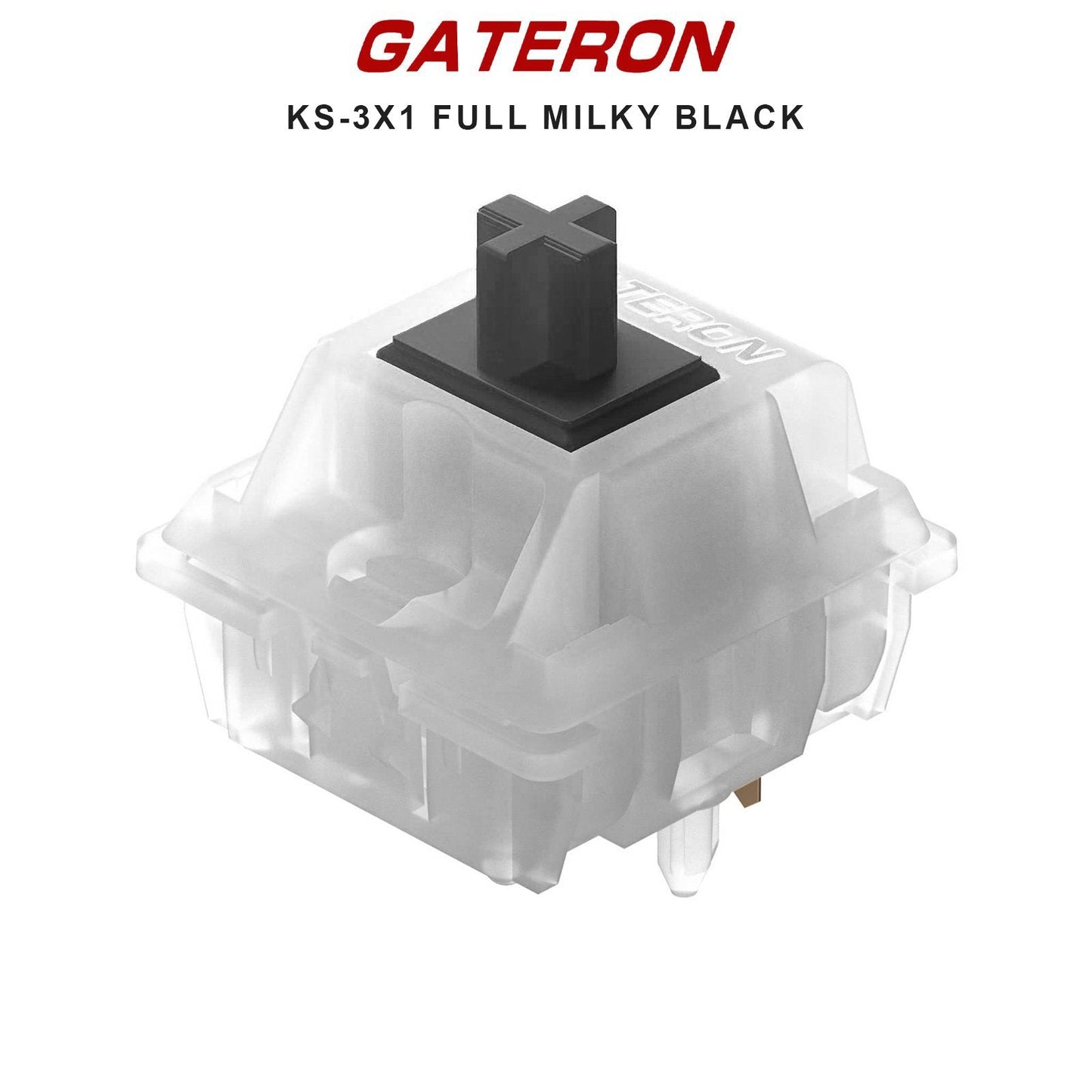 Milky black mechanical keyboard switch with clear body and dark black stem