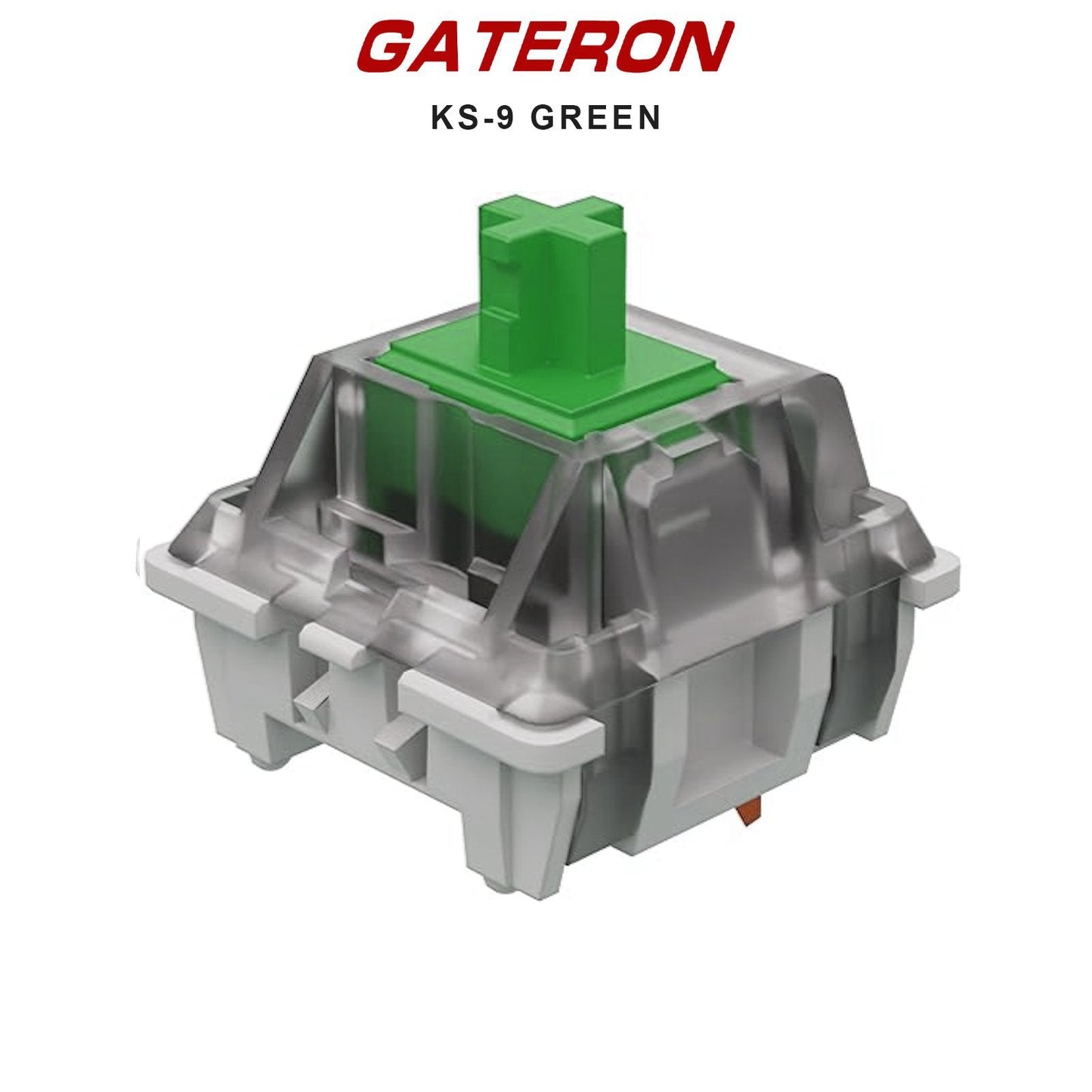 Gateron KS-9 switch with green stem and clear translucent housing