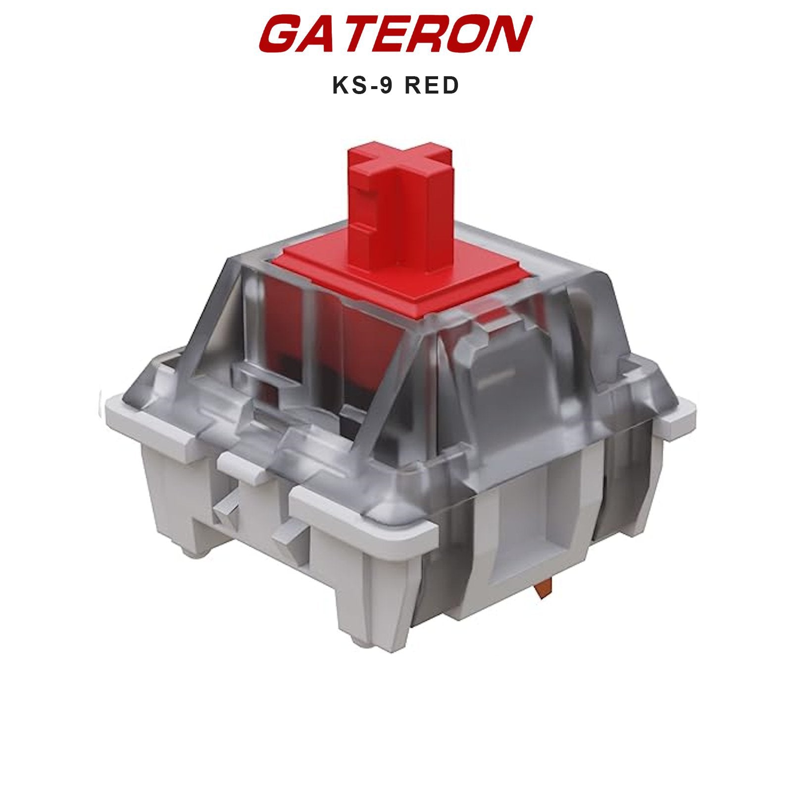 Gateron KS-9 switch with red stem and clear translucent housing