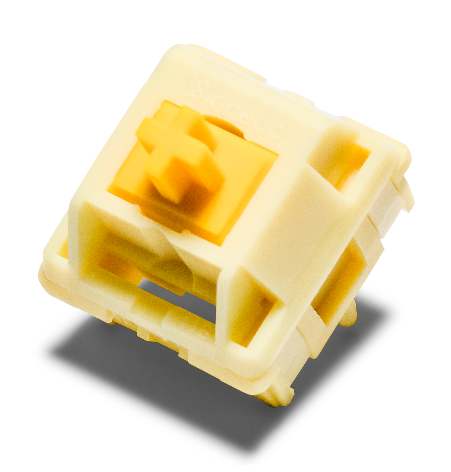 HMX Butter linear switch with yellow stem in cream housing
