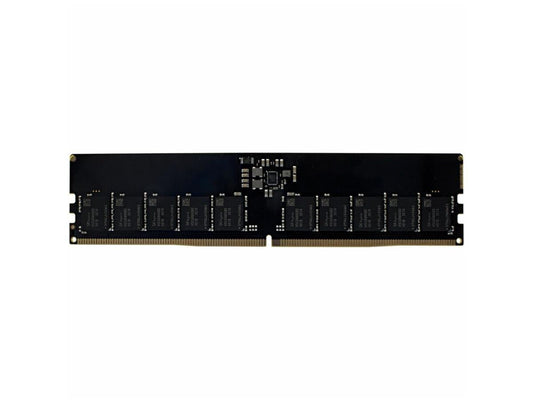 DDR5 UDIMM desktop memory module with black PCB and visible chip components