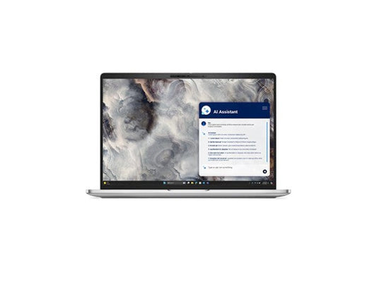 Dell Pro laptop with 16-inch display and keyboard, front view, silver