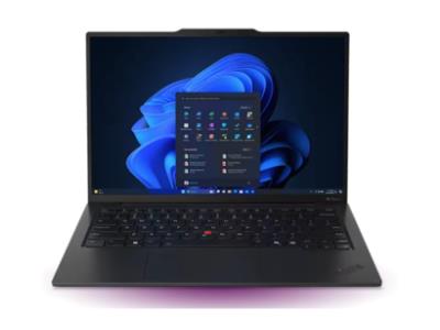 Black Lenovo ThinkPad X1 Carbon Gen 13 Aura Edition notebook with open screen and keyboard