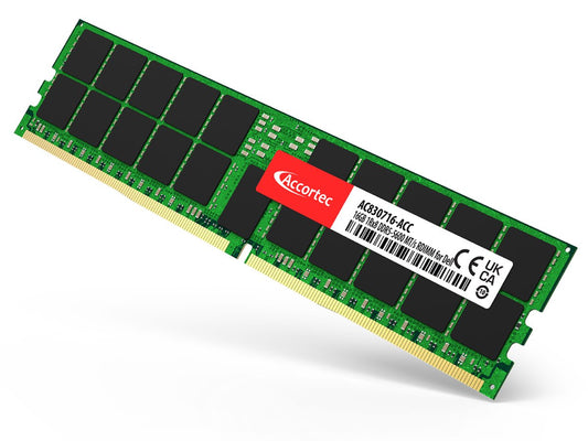 ACCORTEC 16GB DDR5-5600 RDIMM server memory module, green PCB with ICs