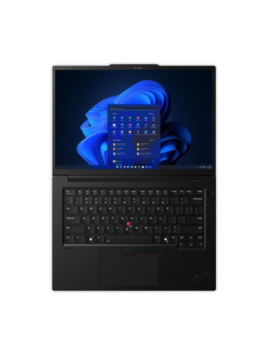 Black ThinkPad laptop with open display and full-size keyboard