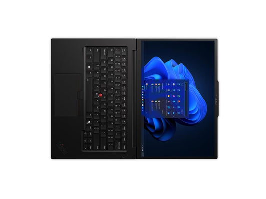 Black laptop keyboard and open screen side-by-side view