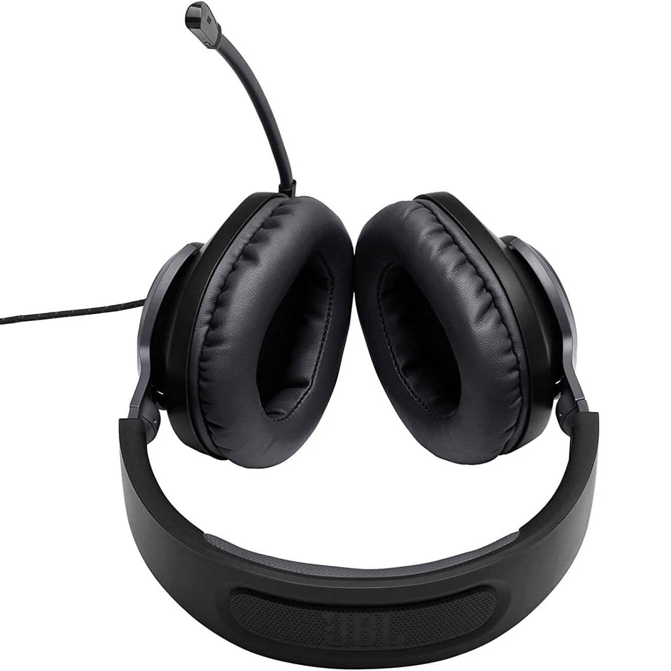 JBL Quantum 100 over-ear headphones with cushioned black ear pads and top headband