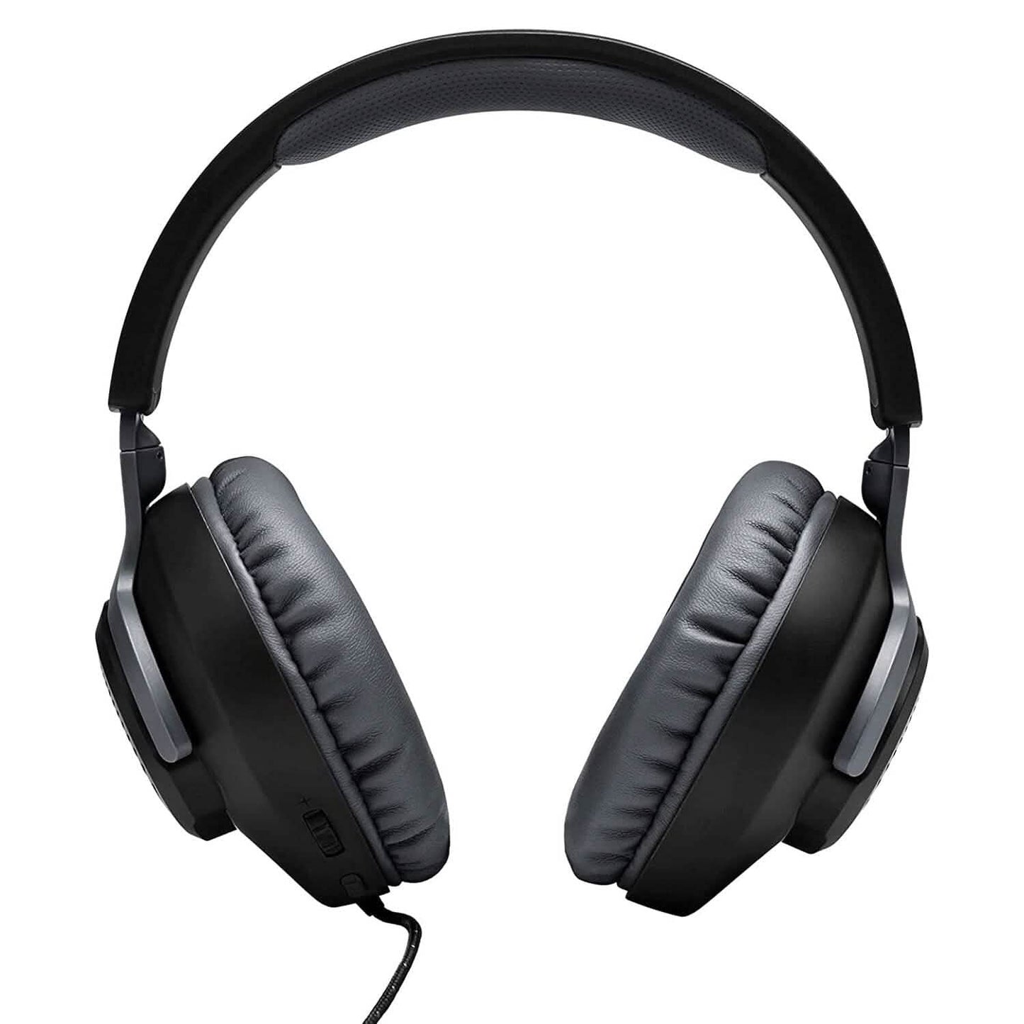 JBL Quantum 100 over-ear headphones with padded black ear cushions and adjustable headband