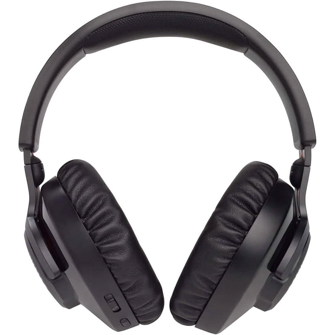 Over-ear wireless headset with leather-look ear pads and adjustable black headband