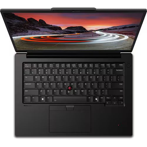 THINKPAD P14s G5 laptop open with trackpad and full keyboard visible