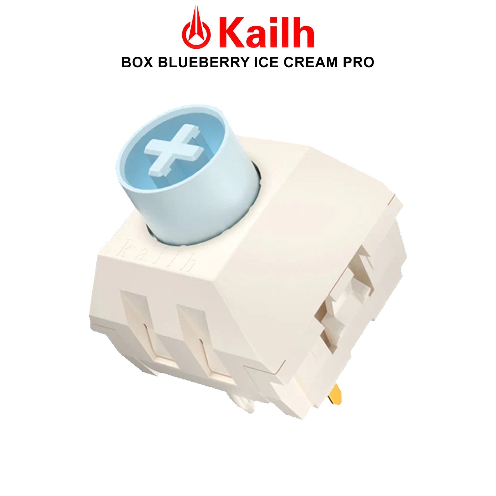 Mechanical keyboard switch with light-blue stem and white housing, Kailh brand