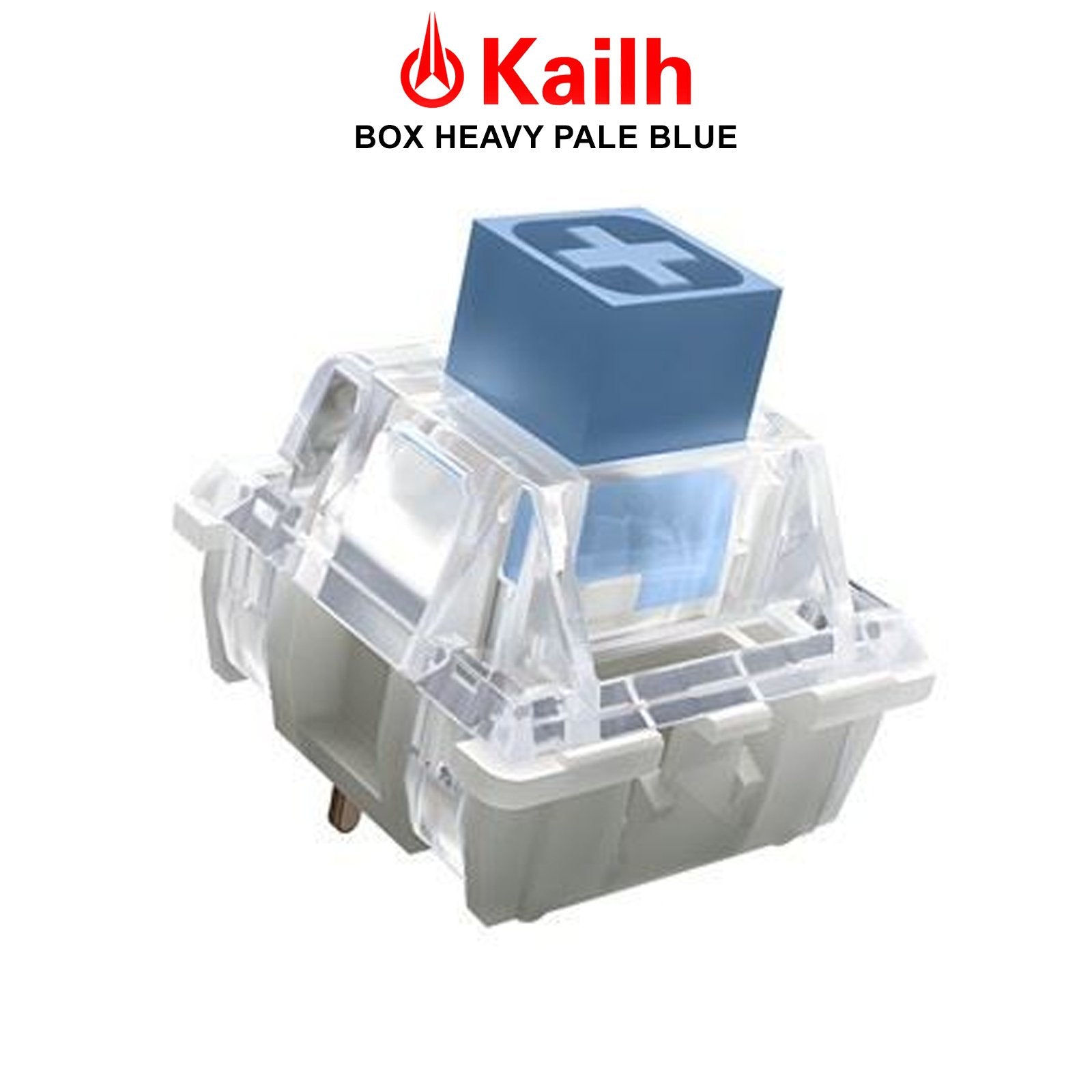 Box heavy switch, pale blue top with clear housing and light blue stem