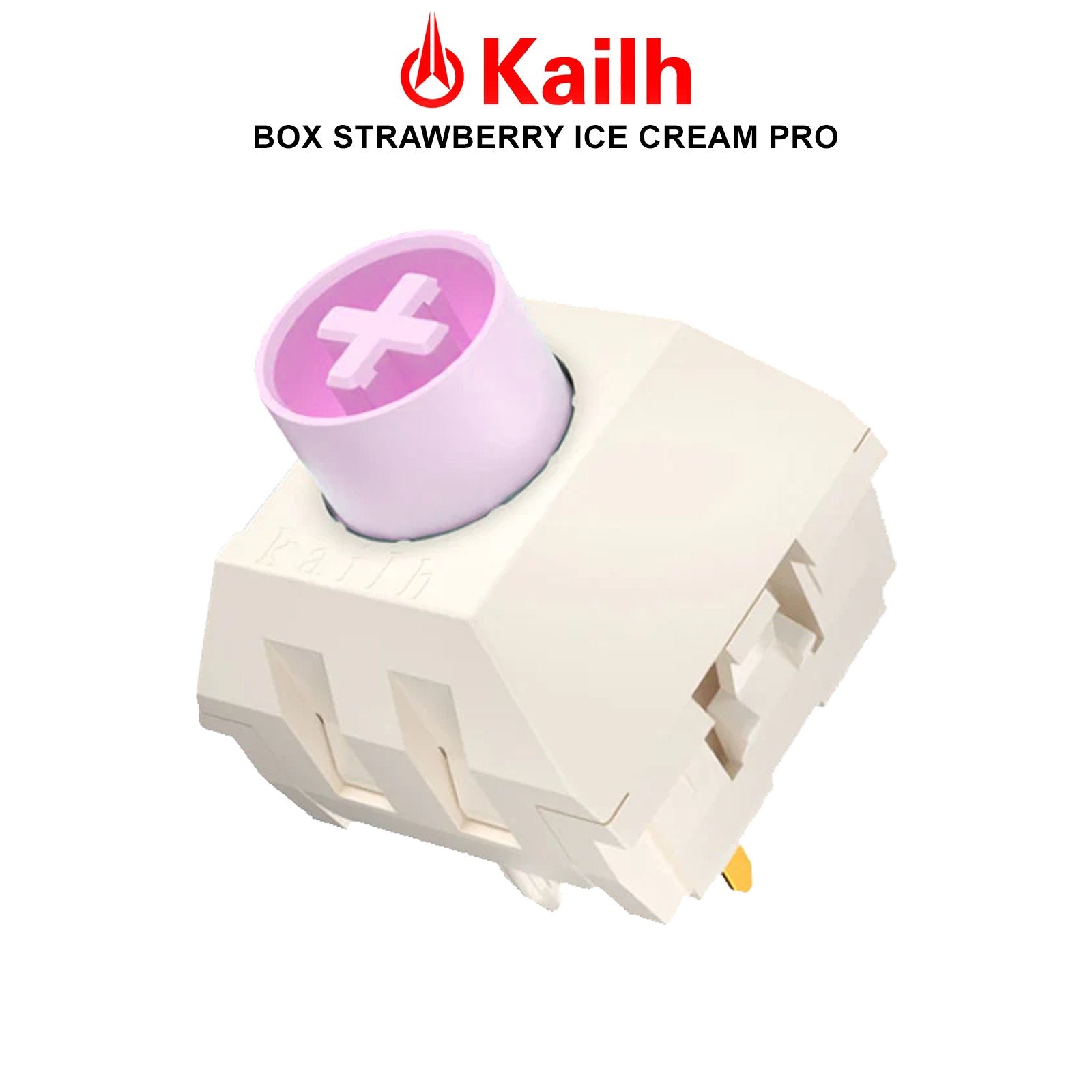 Kailh box mechanical switch, pale housing and pink stem with cross cutout