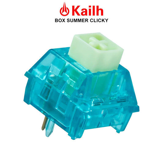 Translucent teal clicky mechanical switch with light green stem