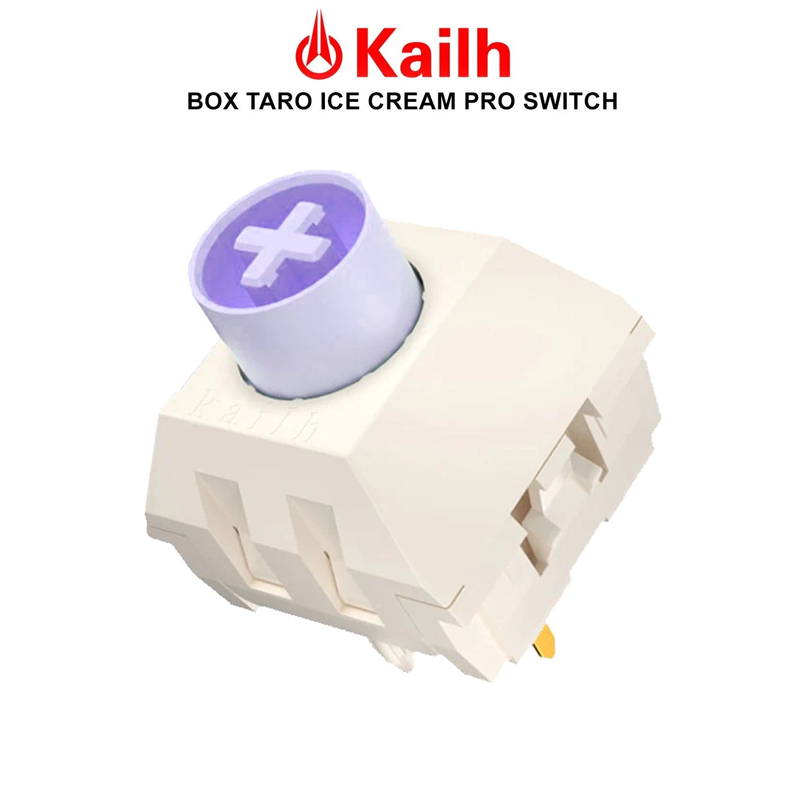 Mechanical keyboard switch with white housing and purple keycap-style stem
