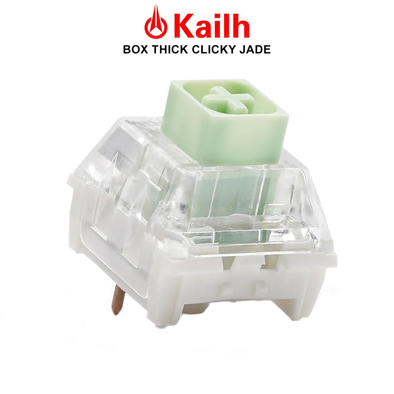 Kailh box thick clicky switch with jade-green stem, transparent body and plus top