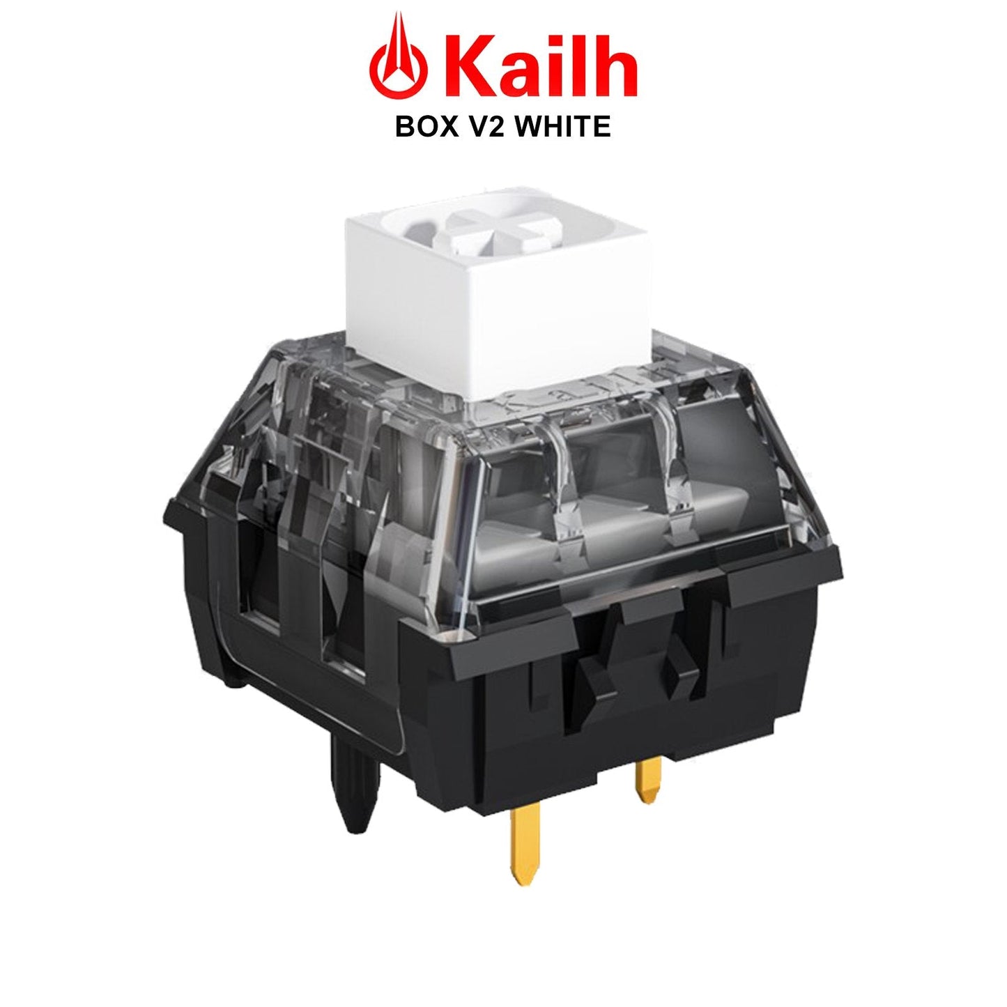 Kailh Box V2 switch with white keycap and clear housing, black base