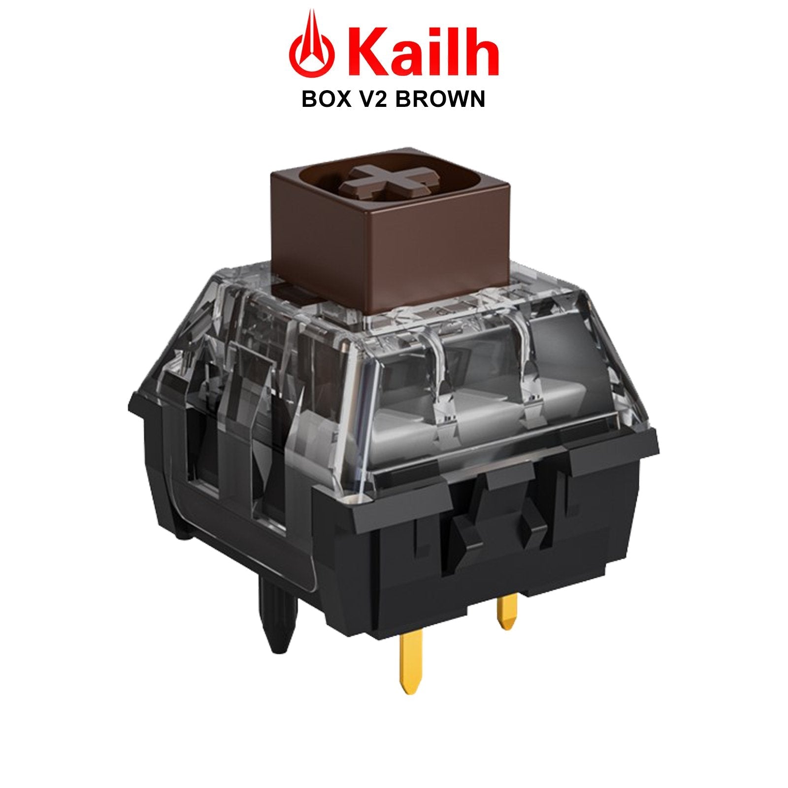 Kailh Box V2 switch with brown keycap, clear housing, and black base