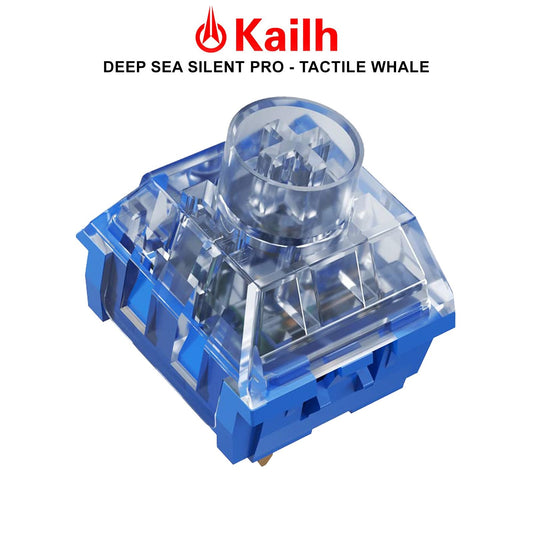 Kailh Deep Sea Silent Pro box switch, blue transparent housing, copper stem, tactile