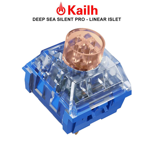Kailh Deep Sea Silent Pro box switch, blue transparent housing, copper stem, linear