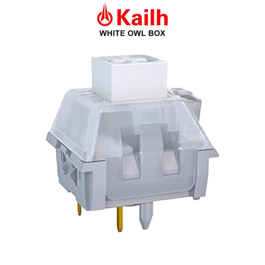 Kailh White Owl box switch with translucent housing and gold-plated pins, top view