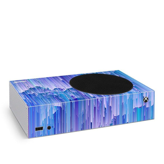 Xbox Series S console skin with blue and purple lunar mist design and circular top vent
