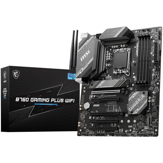 MSI B760 gaming motherboard with Wi-Fi, ATX, pictured with retail box
