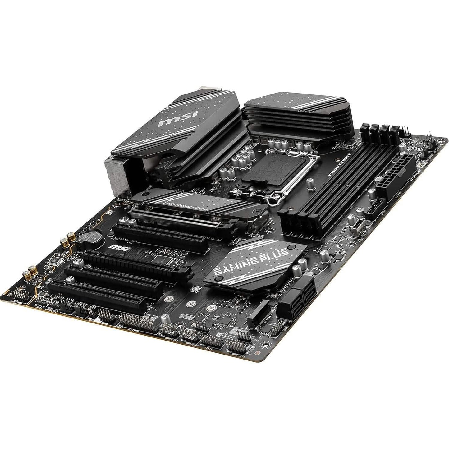 MSI B760 gaming plus WiFi motherboard, black PCB with Lightning Gen 4 heatsink